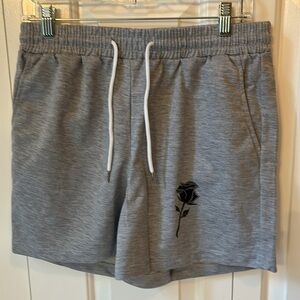 NWT SHEIN Manfinity gray shorts with rose print in original packaging
